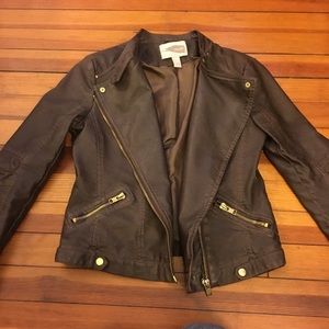 F21 chocolate brown leather jacket
